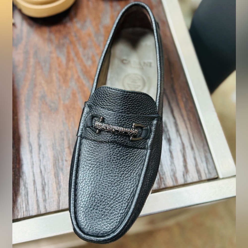 Black Leather Slip-On Loafers